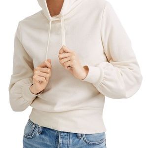 Madewell Bubble Sleeve Crop Pullover Hoodie, XL